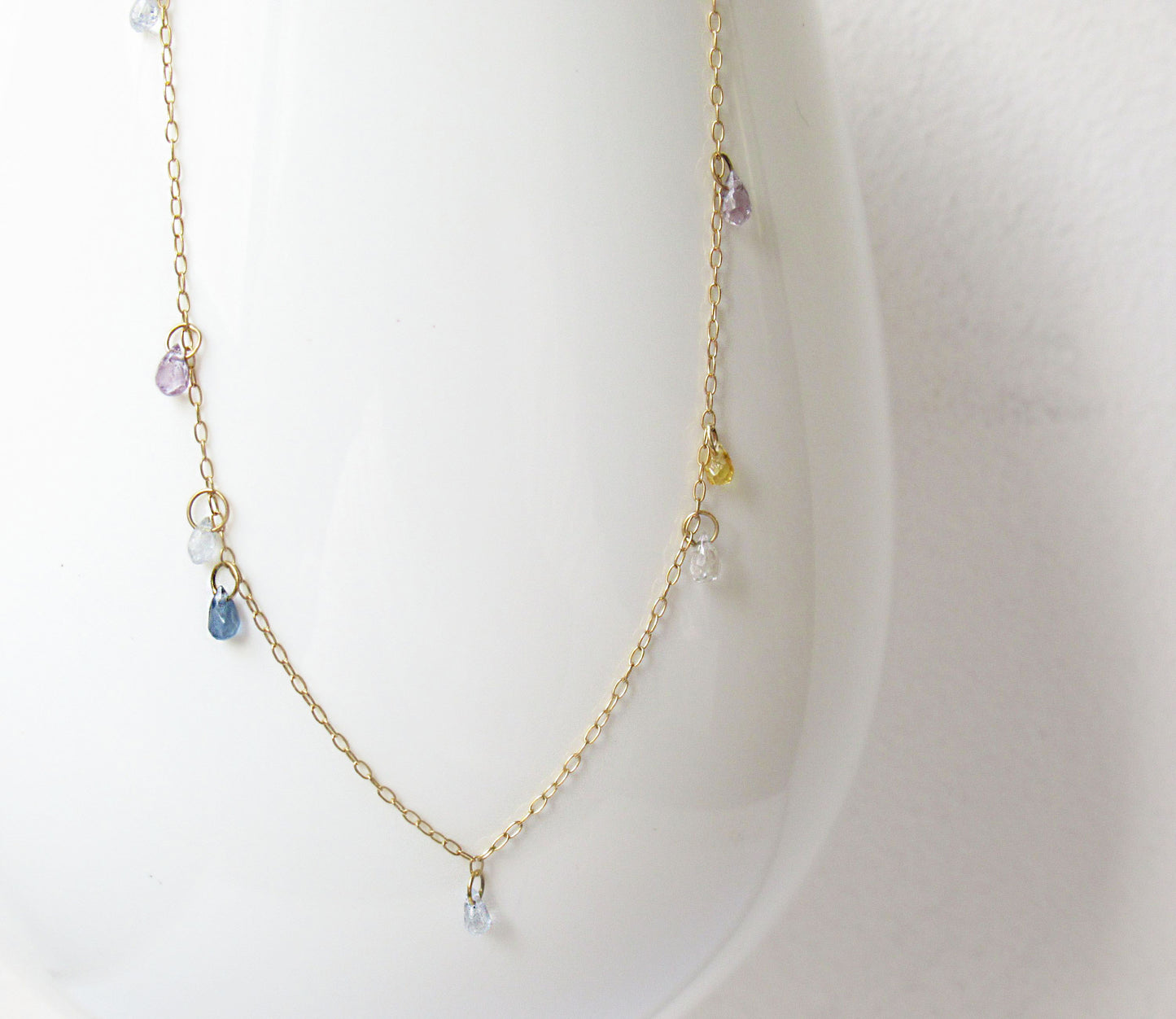 multi color sapphire10P random necklace (40cm)