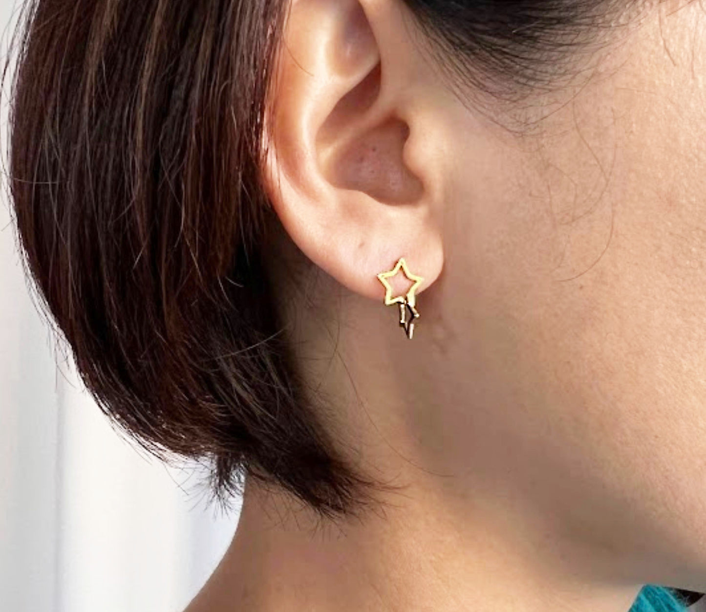 open star pierced earring 3 (片耳) /K18