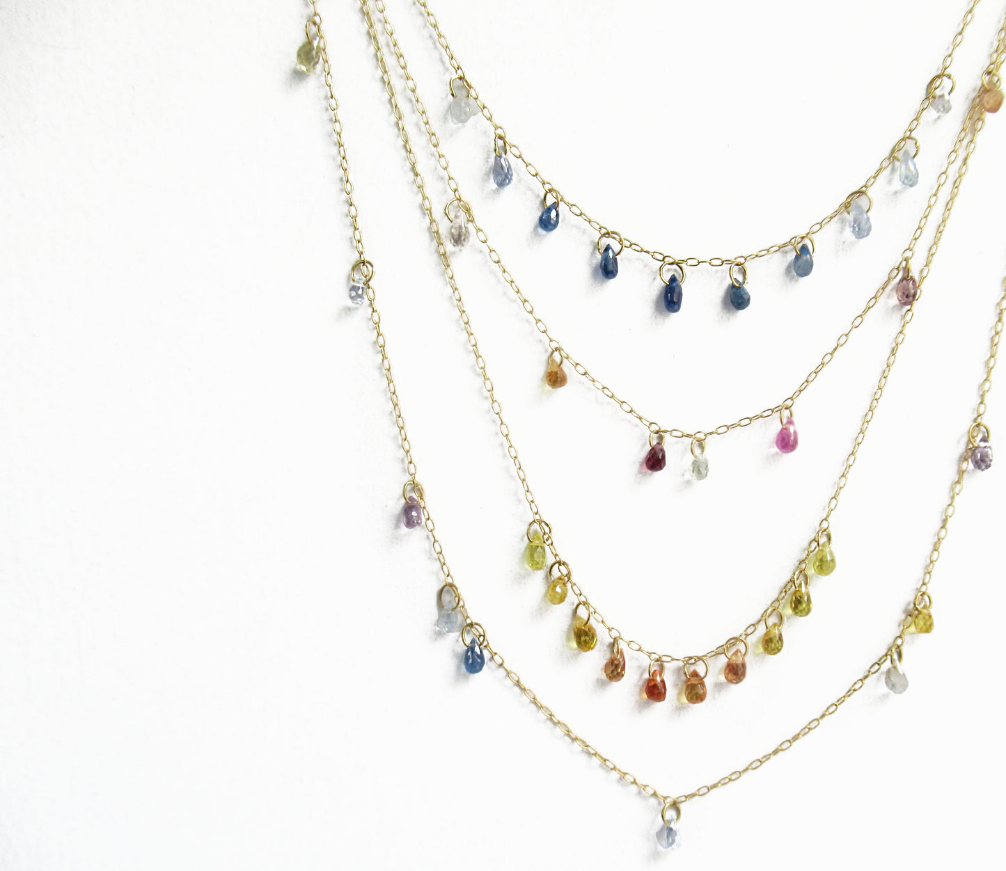 multi color sapphire10P random necklace (40cm)