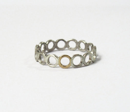 Silver×K18 circle ring  / Silver,K18YG