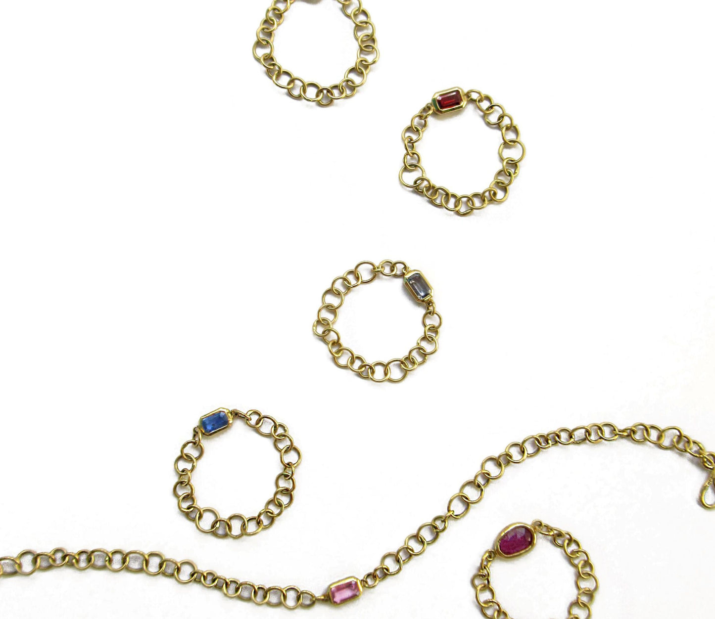 bubble chain ring (light blue sapphire)