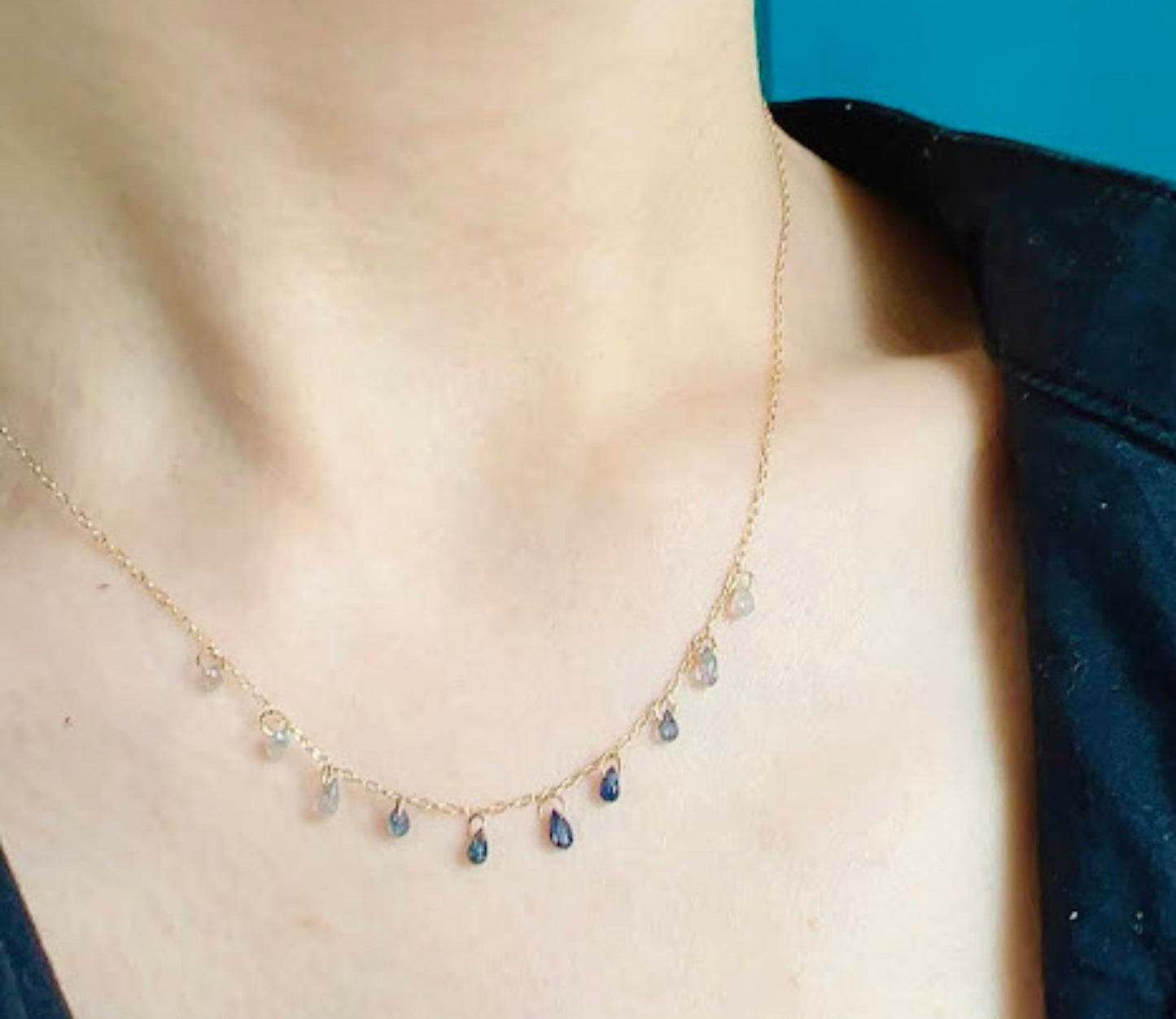 multi color sapphire10P necklace (40cm)