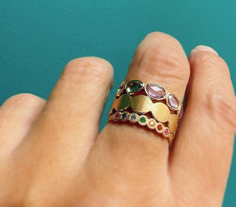 sapphire × circle half eternity ring (13号) / K18
