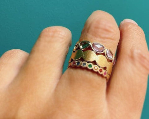 sapphire × circle half eternity ring (11号) / K18