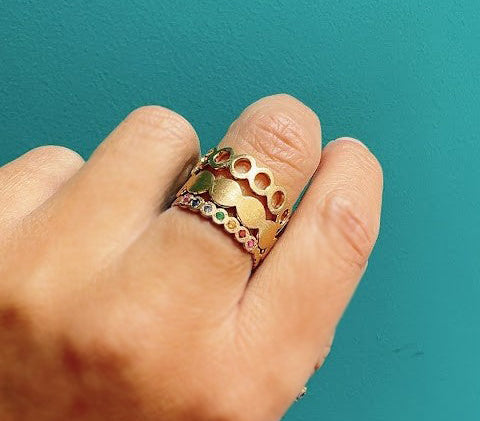 sapphire × circle half eternity ring (14号) / K18