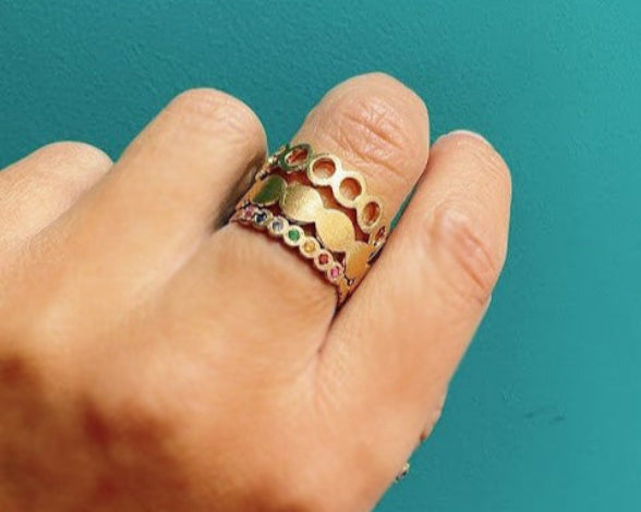 sapphire × circle half eternity ring (11号) / K18