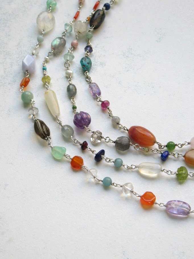 multi stone necklace / 45cm