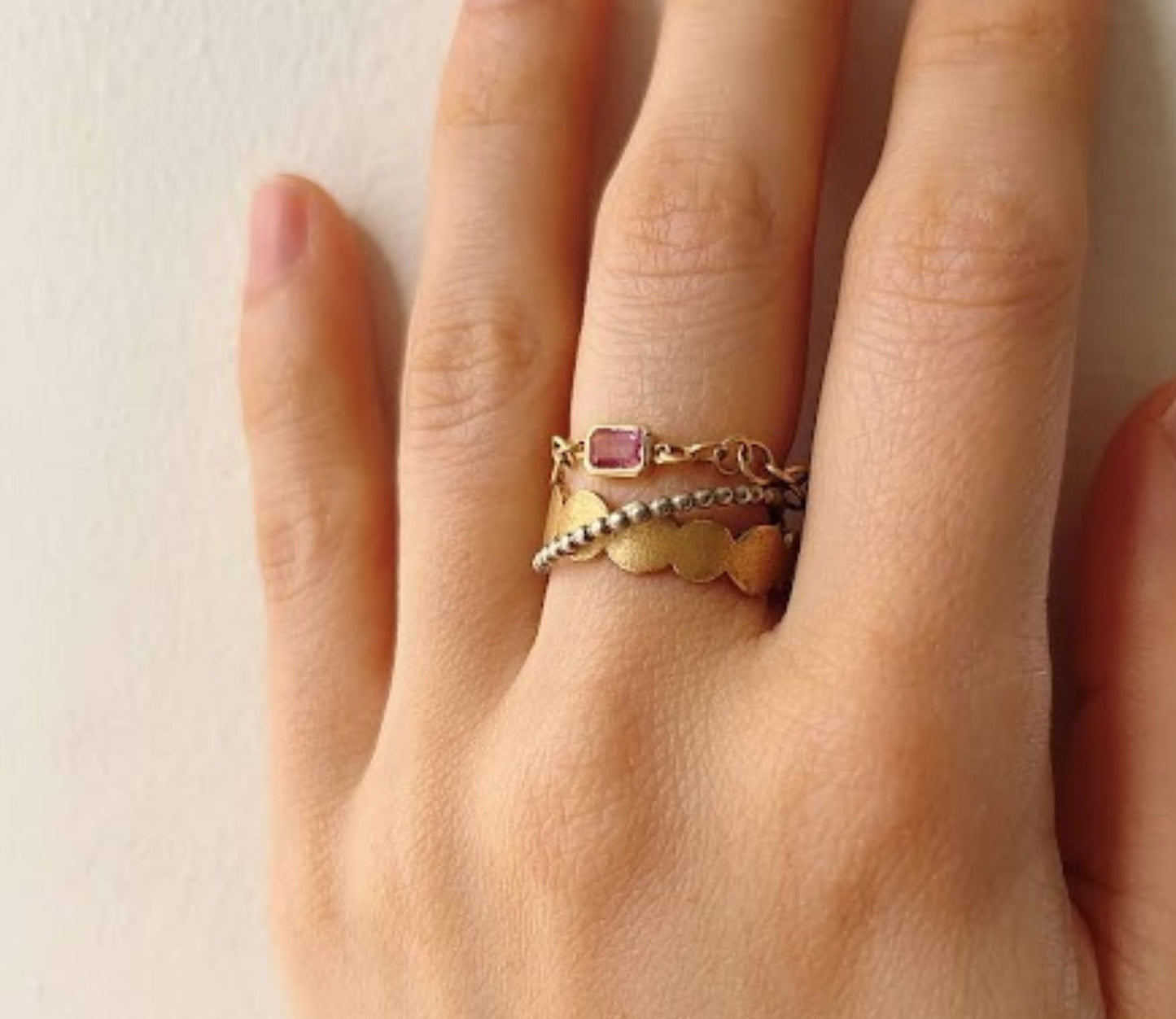 bubble chain ring (orange sapphire)