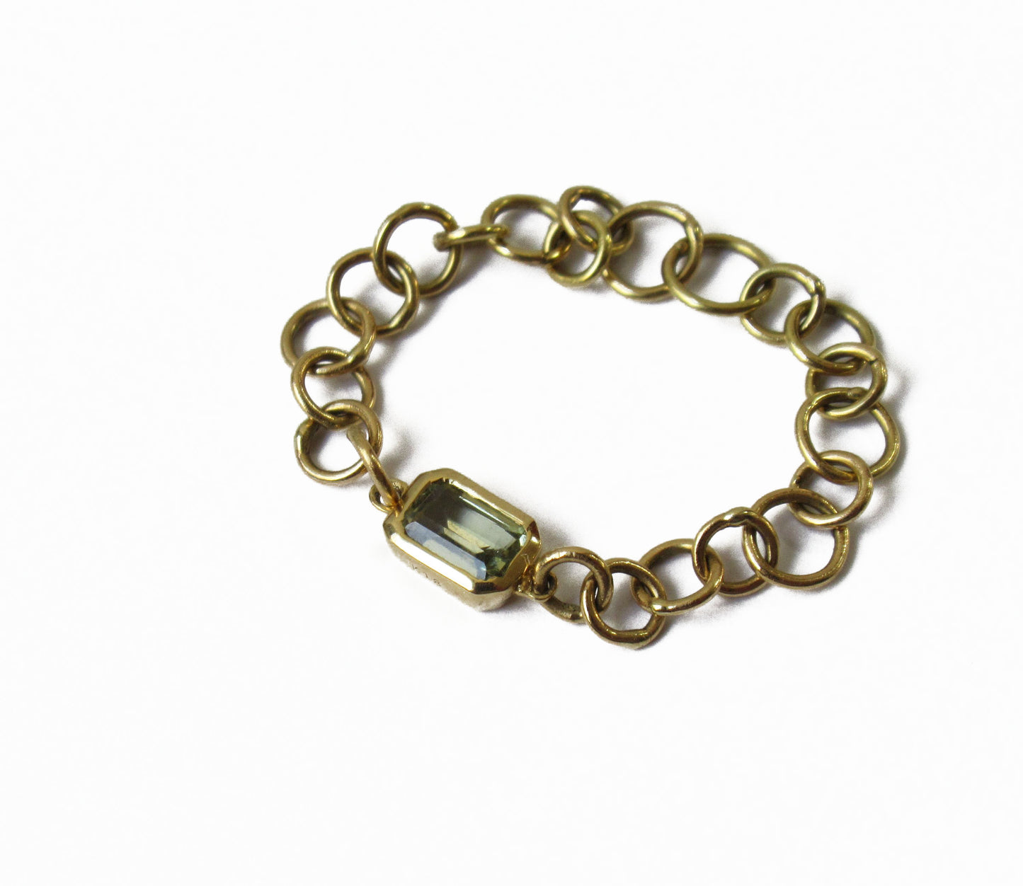 bubble chain ring (green sapphire)