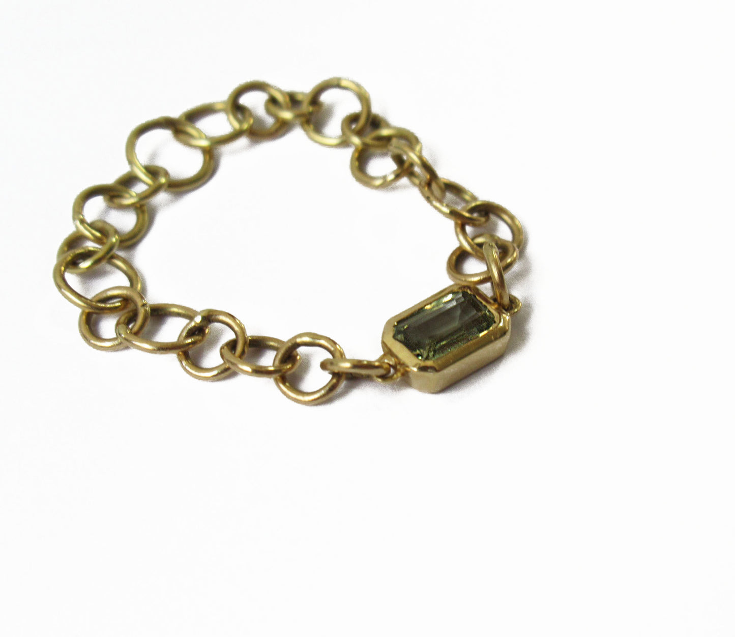 bubble chain ring (green sapphire)