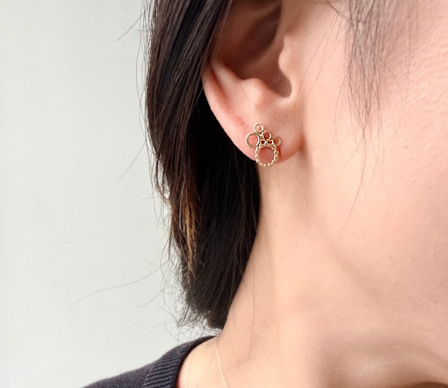 bubble pierced earring 3 / K18 (片耳)