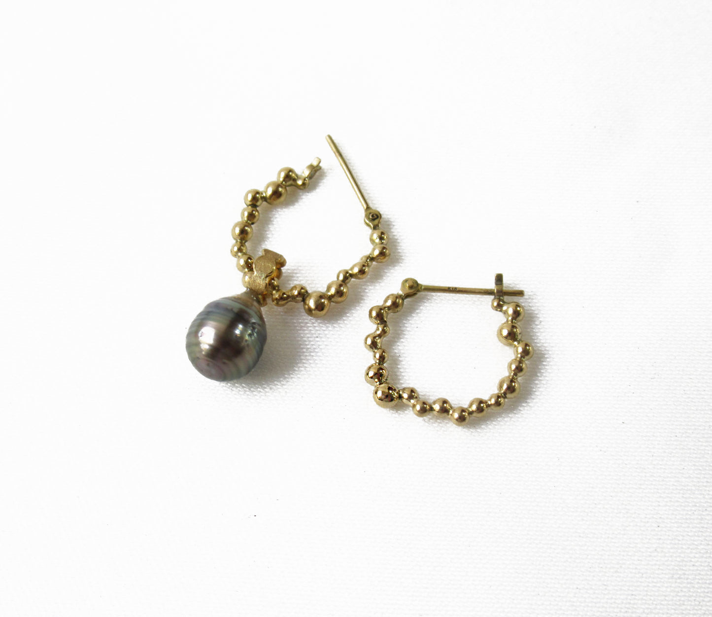 cell hoop pierced earring / K18 (片耳)