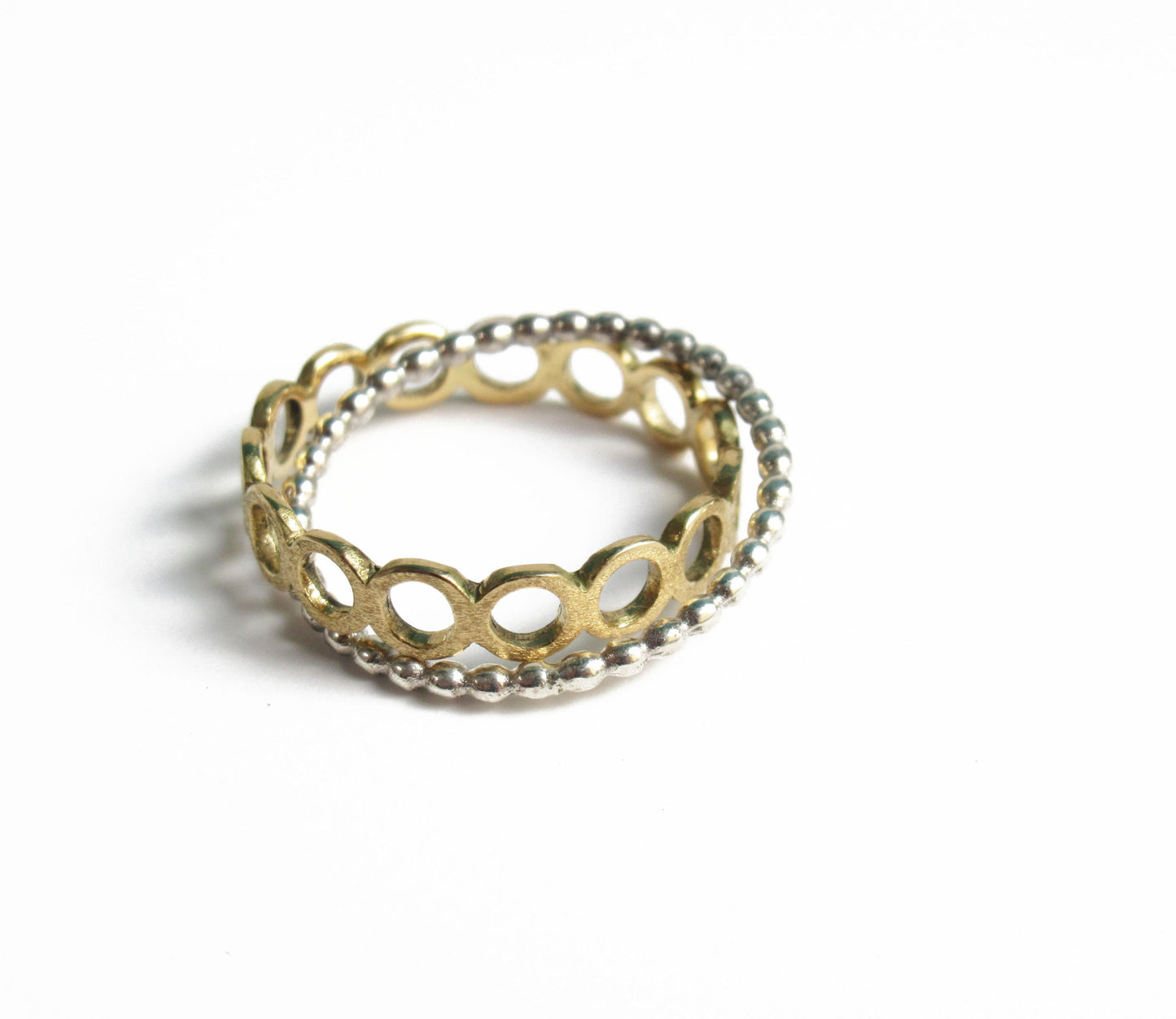 crossing circle ring / K18,Silver