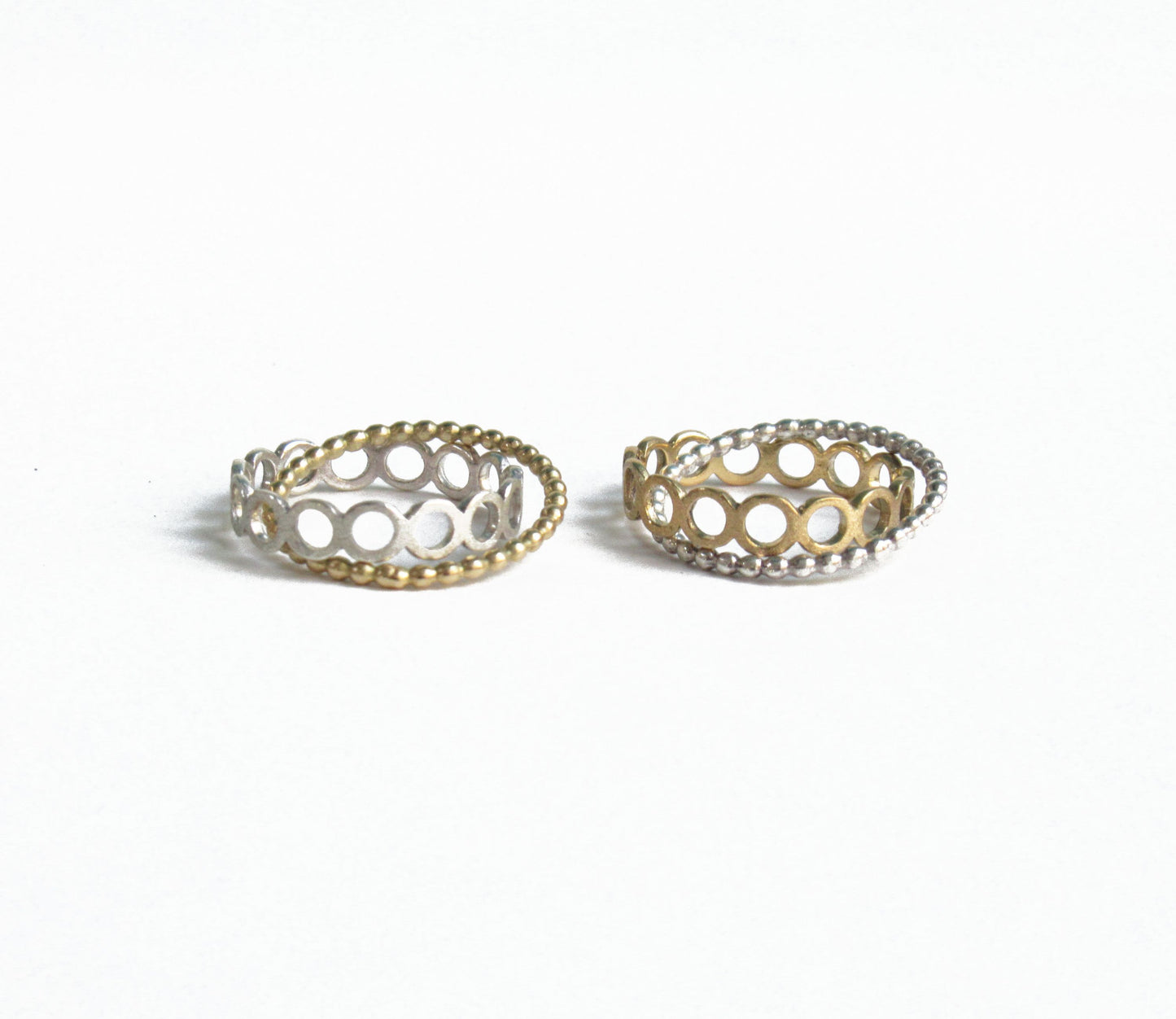 crossing silver circle ring / Silver,K18