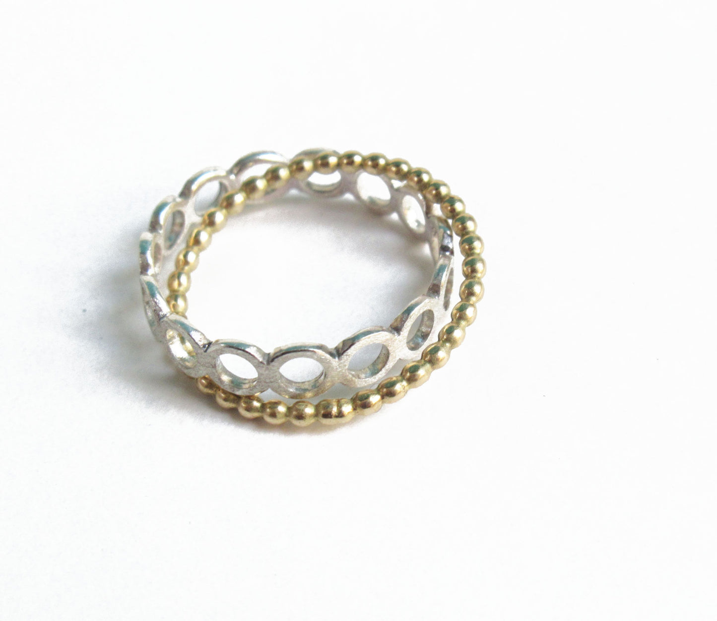 crossing silver circle ring / Silver,K18