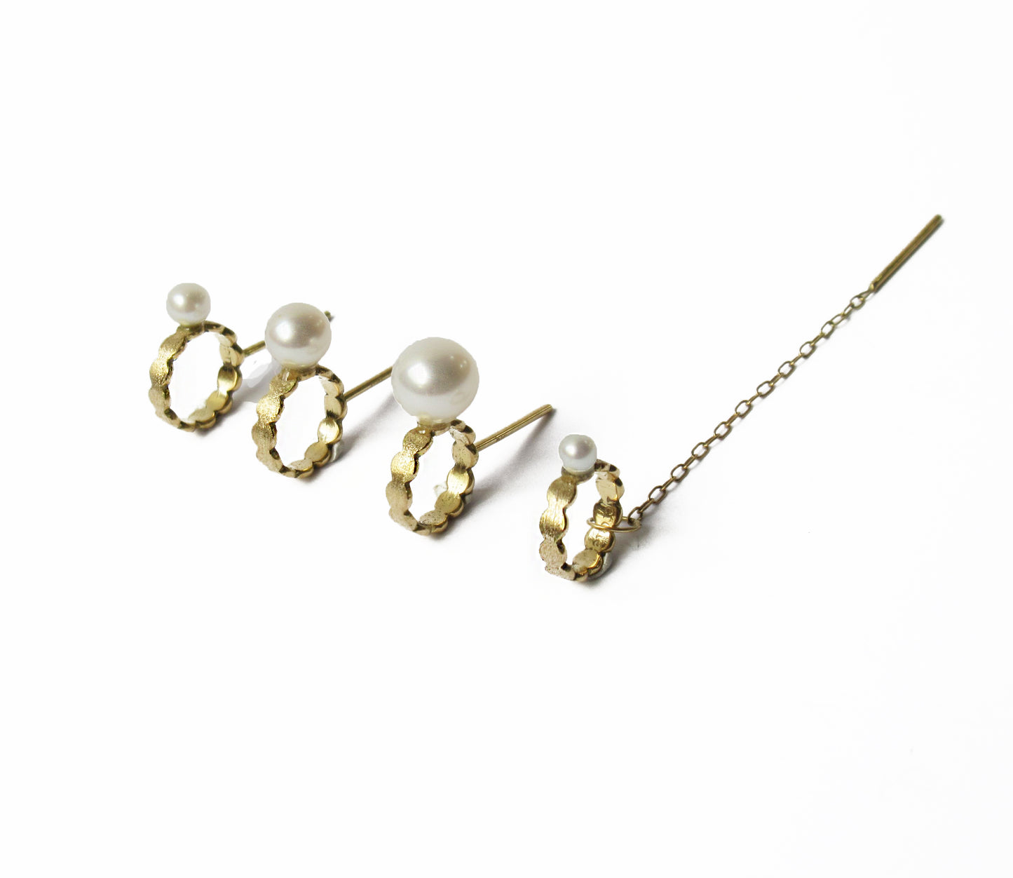 marumaru pearl pierced earring 3 / K18 (片耳)