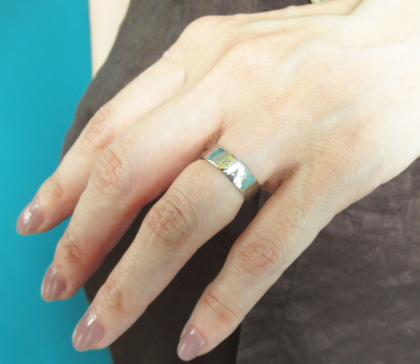 Silver×K18 dia 1P ring 2