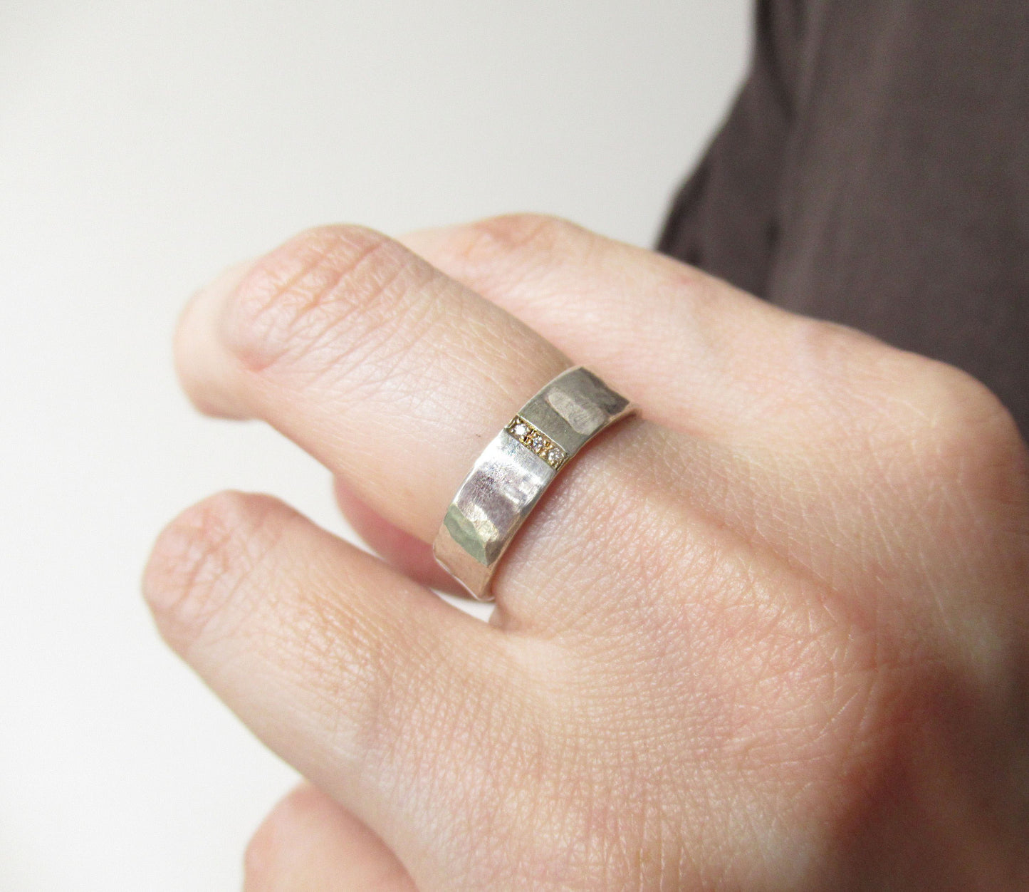 Silver×K18 dia 3P ring 2