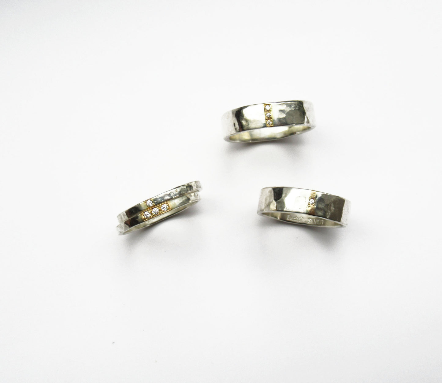 Silver×K18 dia 3P ring 1