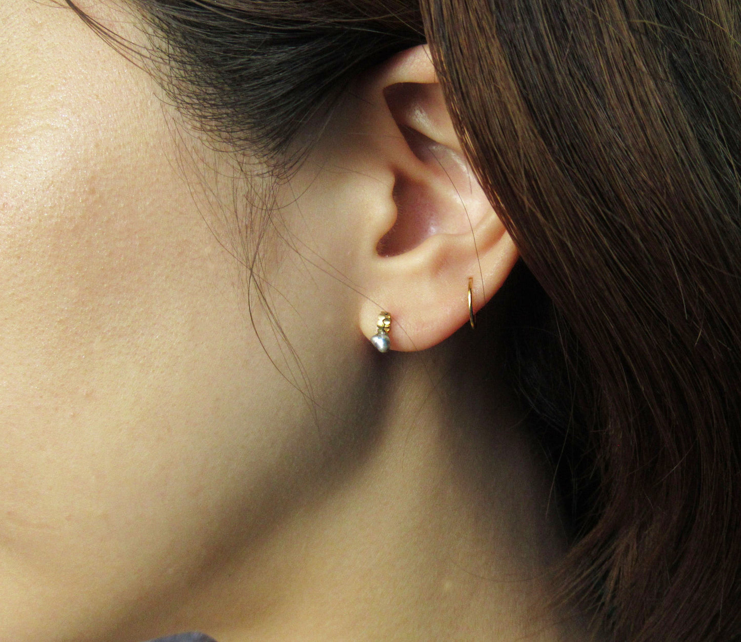 kerama keshi pearl pierced earring / K18 (片耳)