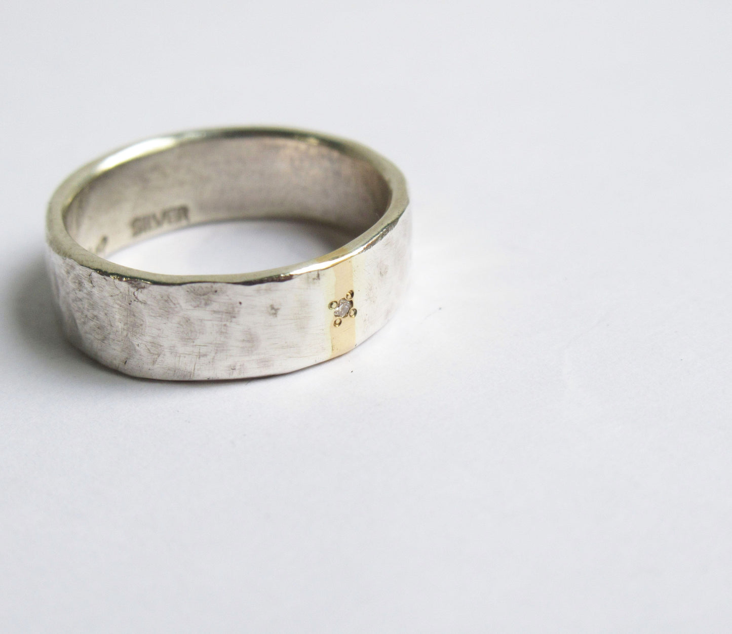 Silver×K18 dia 1P ring 2