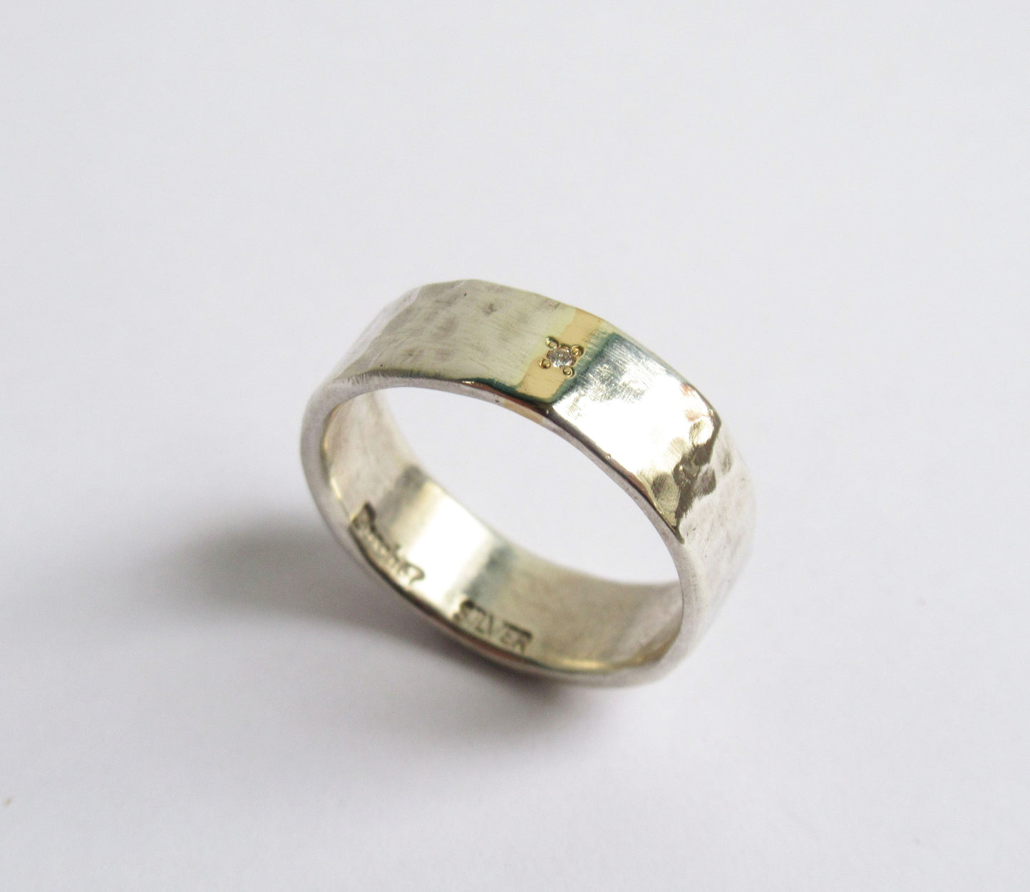 Silver×K18 dia 1P ring 2