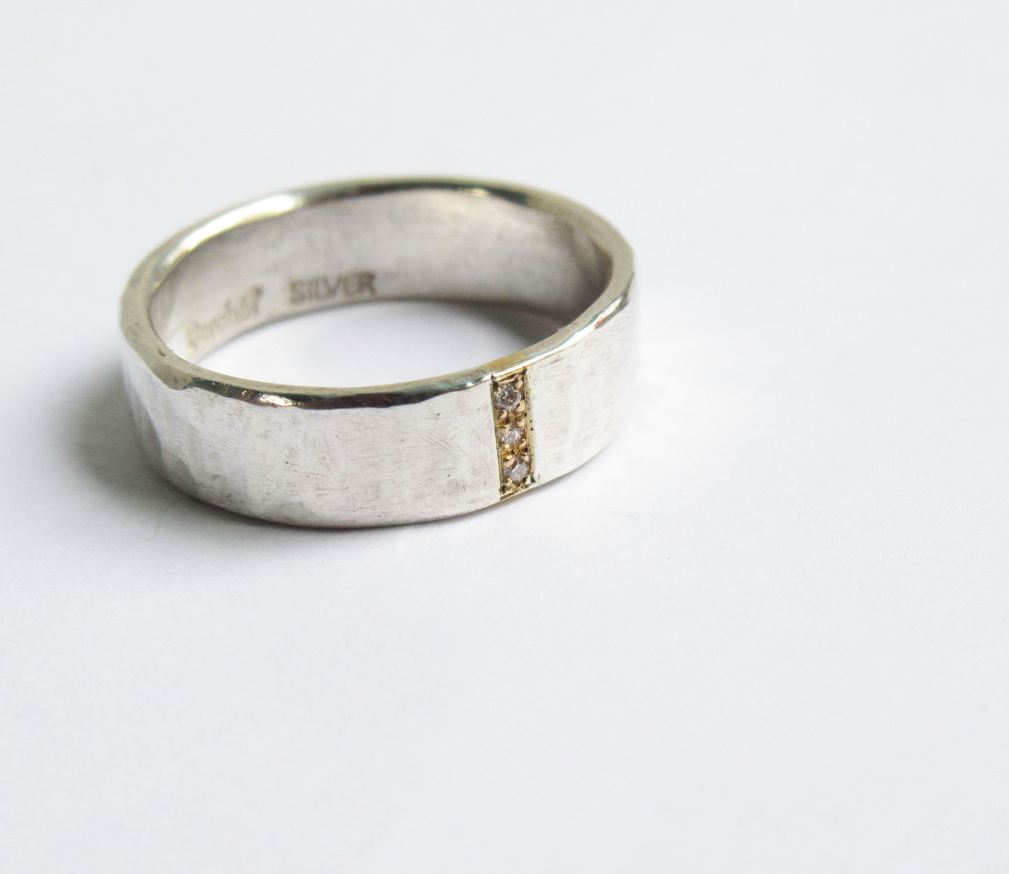 Silver×K18 dia 3P ring 2