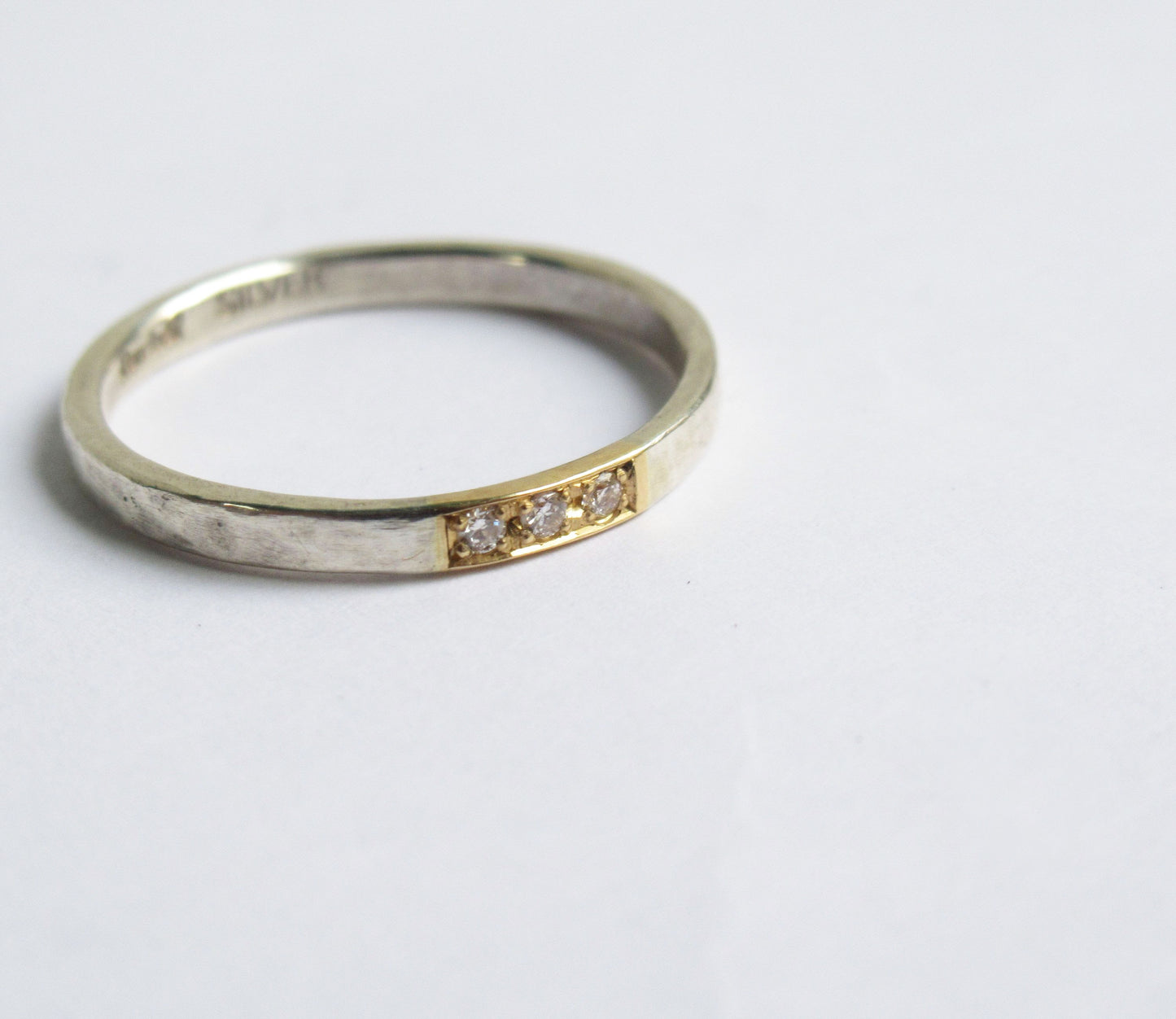 Silver×K18 dia 3P ring 1