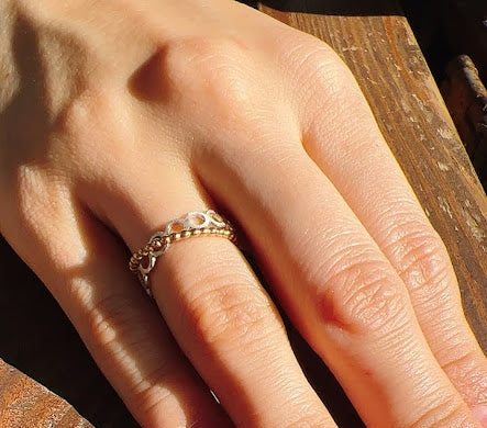 crossing silver circle ring / Silver,K18
