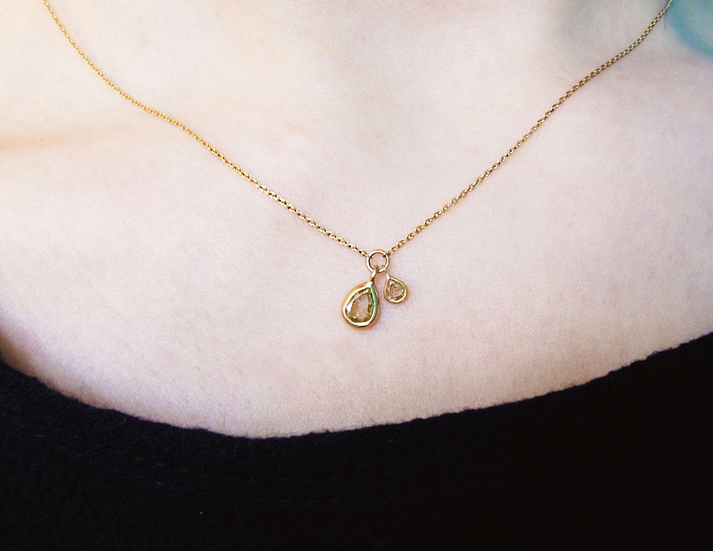 rosecut diamond 2P necklace /K18(40cm)