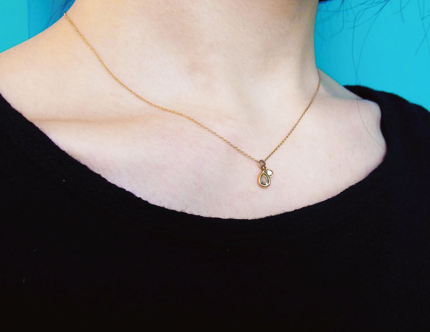 rosecut diamond 2P necklace /K18(40cm)