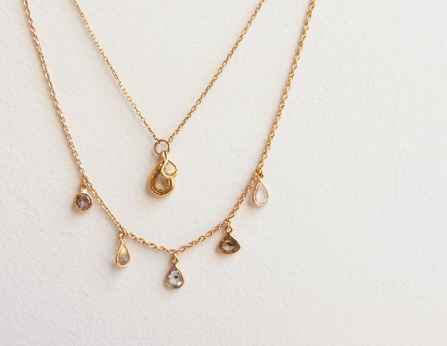 rosecut diamond 2P necklace /K18(40cm)