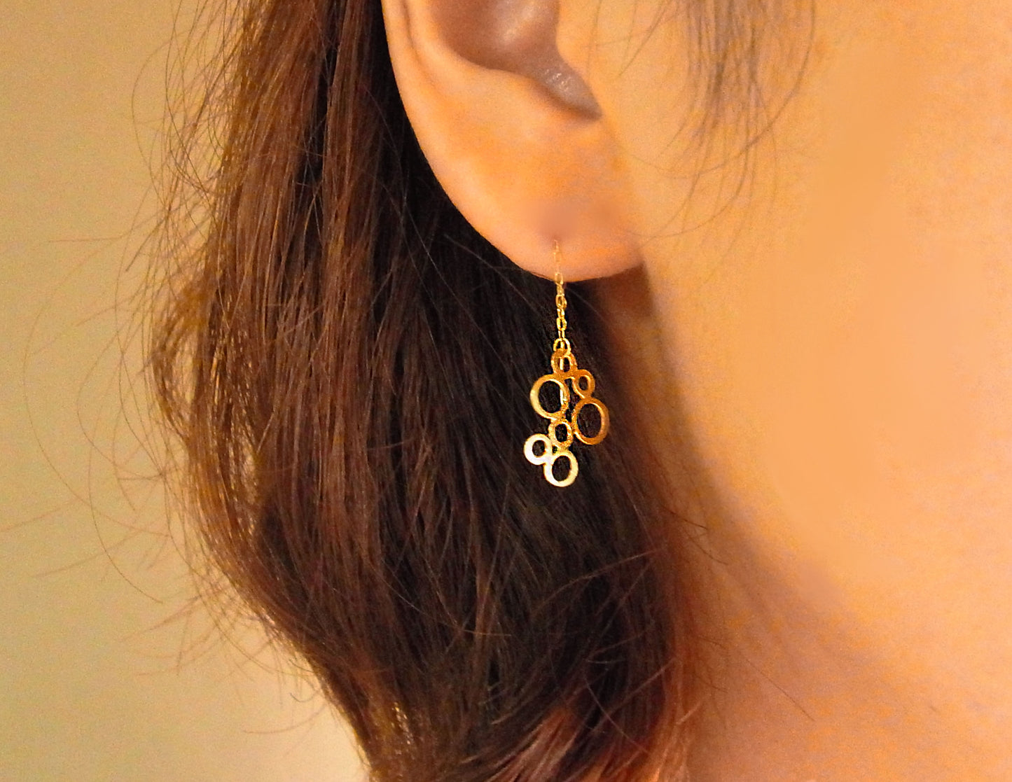 bubble chain pierced earring 2 /K18 (片耳)