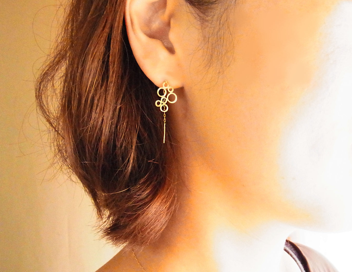 bubble chain earring 2 /K18 (片耳)