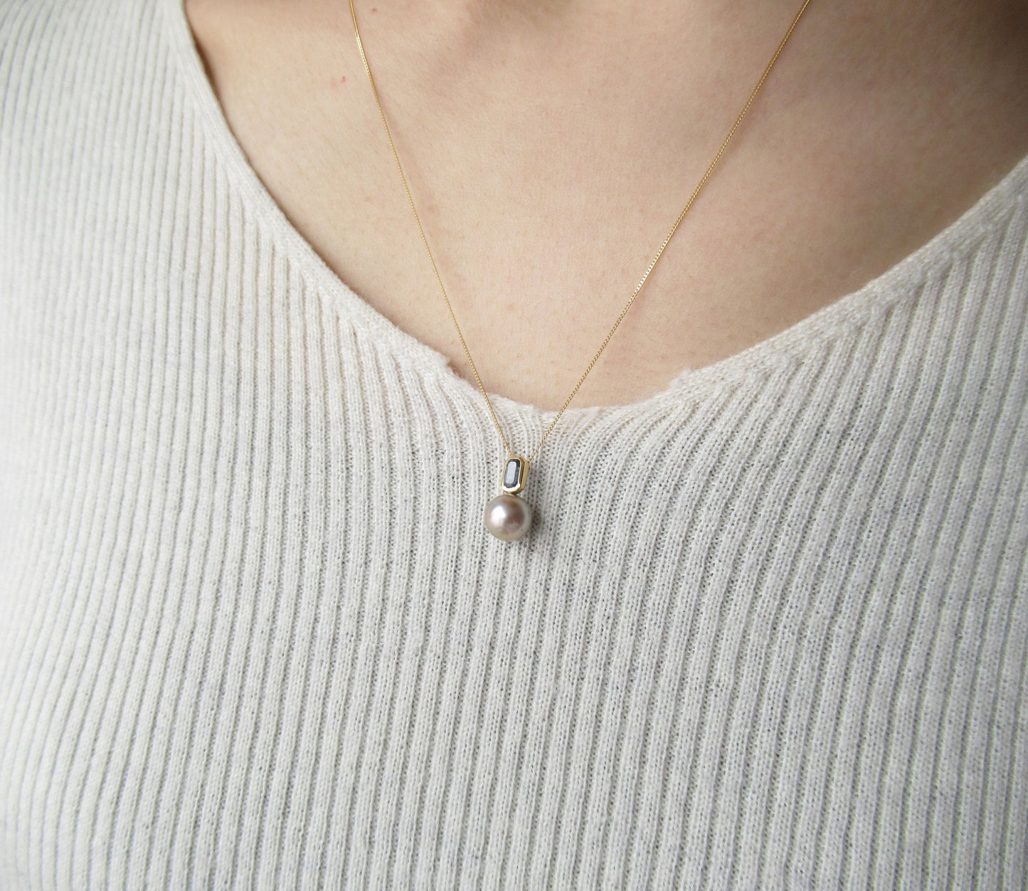 kerama pearl × blue sapphire necklace / K18 (50cm)