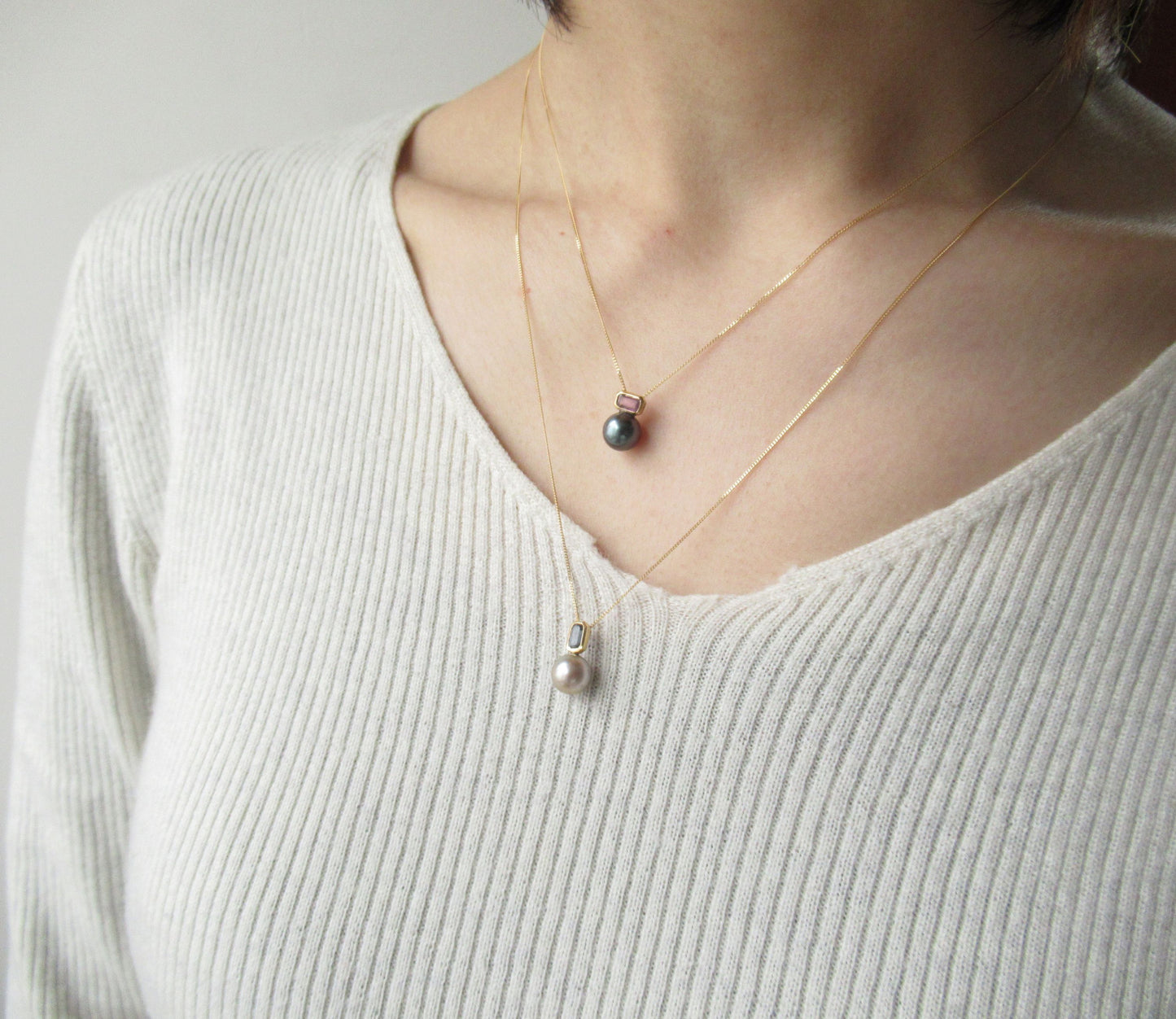 kerama pearl × blue sapphire necklace / K18 (50cm)