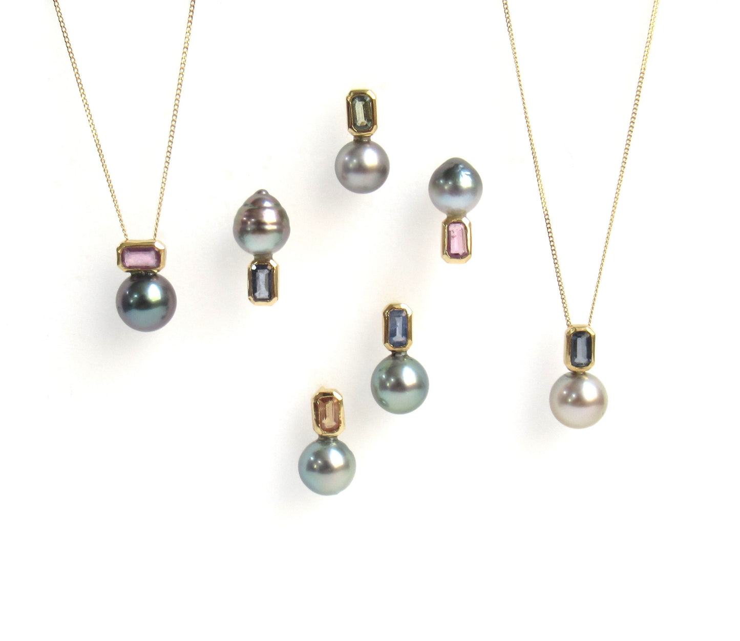 kerama pearl × blue sapphire necklace / K18 (50cm)