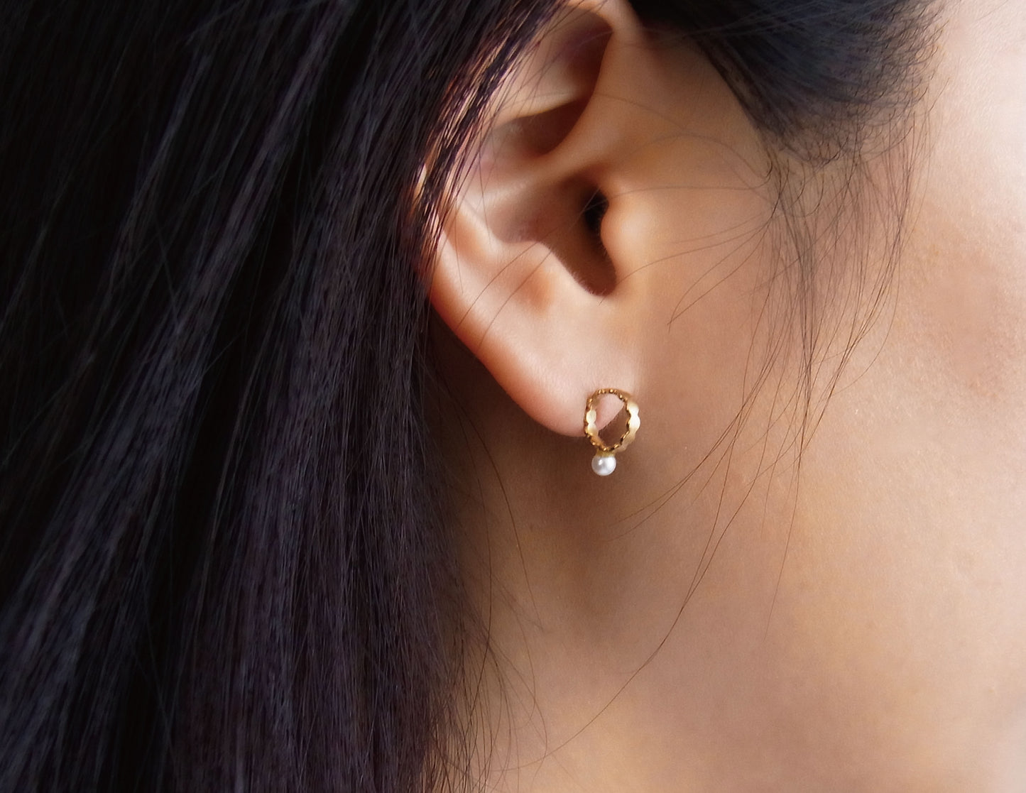 marumaru pearl pierced earring 1 / K18 (片耳)