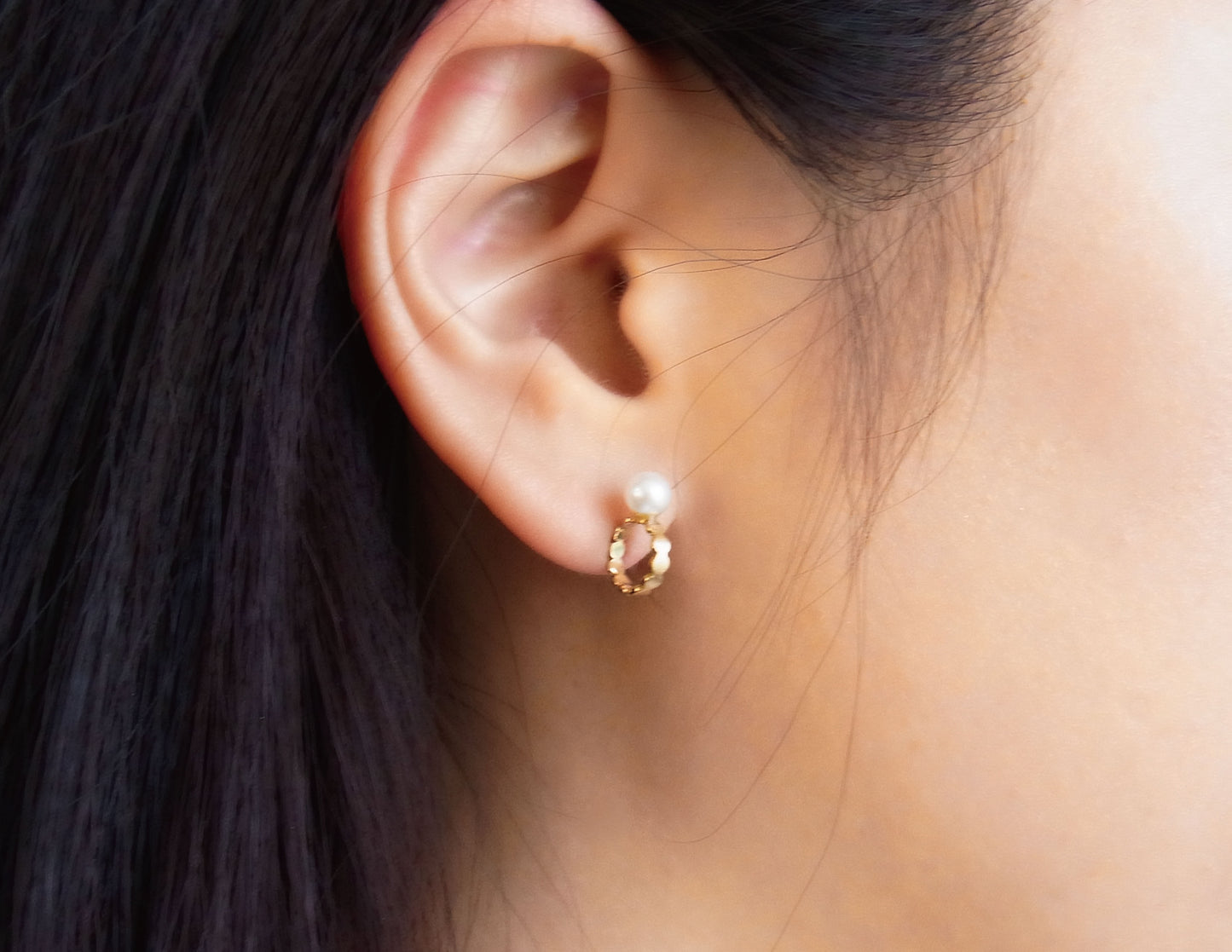 marumaru pearl pierced earring 2 / K18 (片耳)
