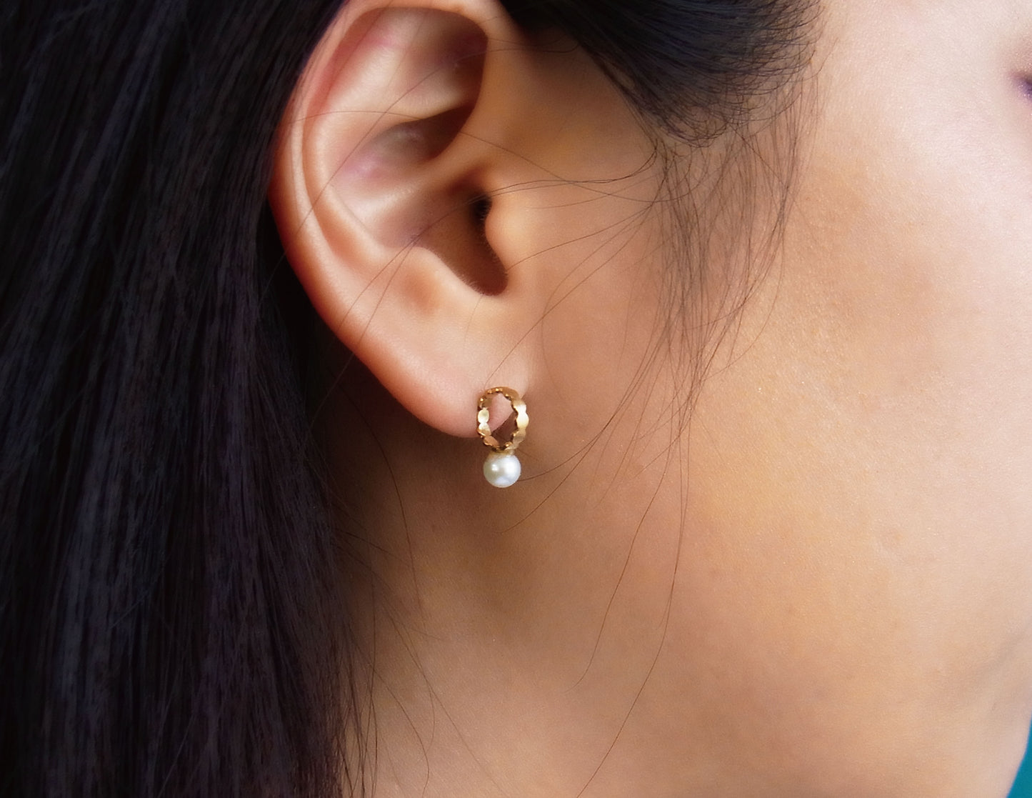 marumaru pearl pierced earring 2 / K18 (片耳)