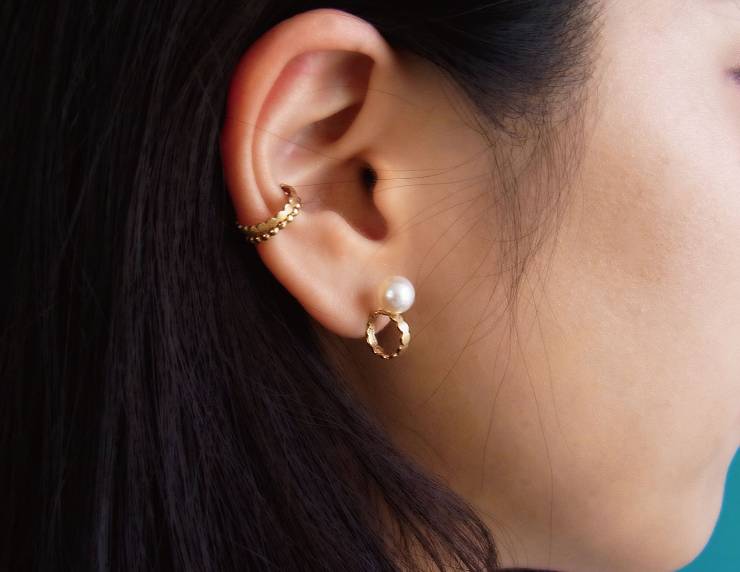 marumaru pearl pierced earring 3 / K18 (片耳)