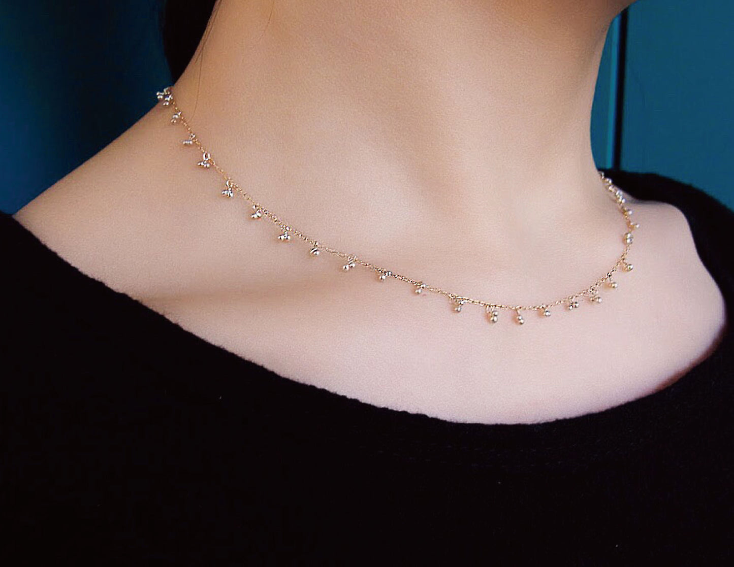 suzunari necklace /K18,Pure Silver