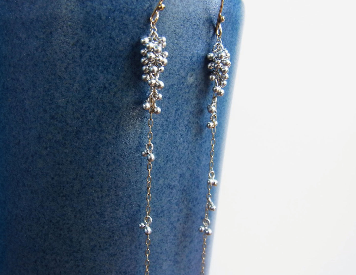 suzunari fusa pierced earring /K18,Pure Silver (両耳)