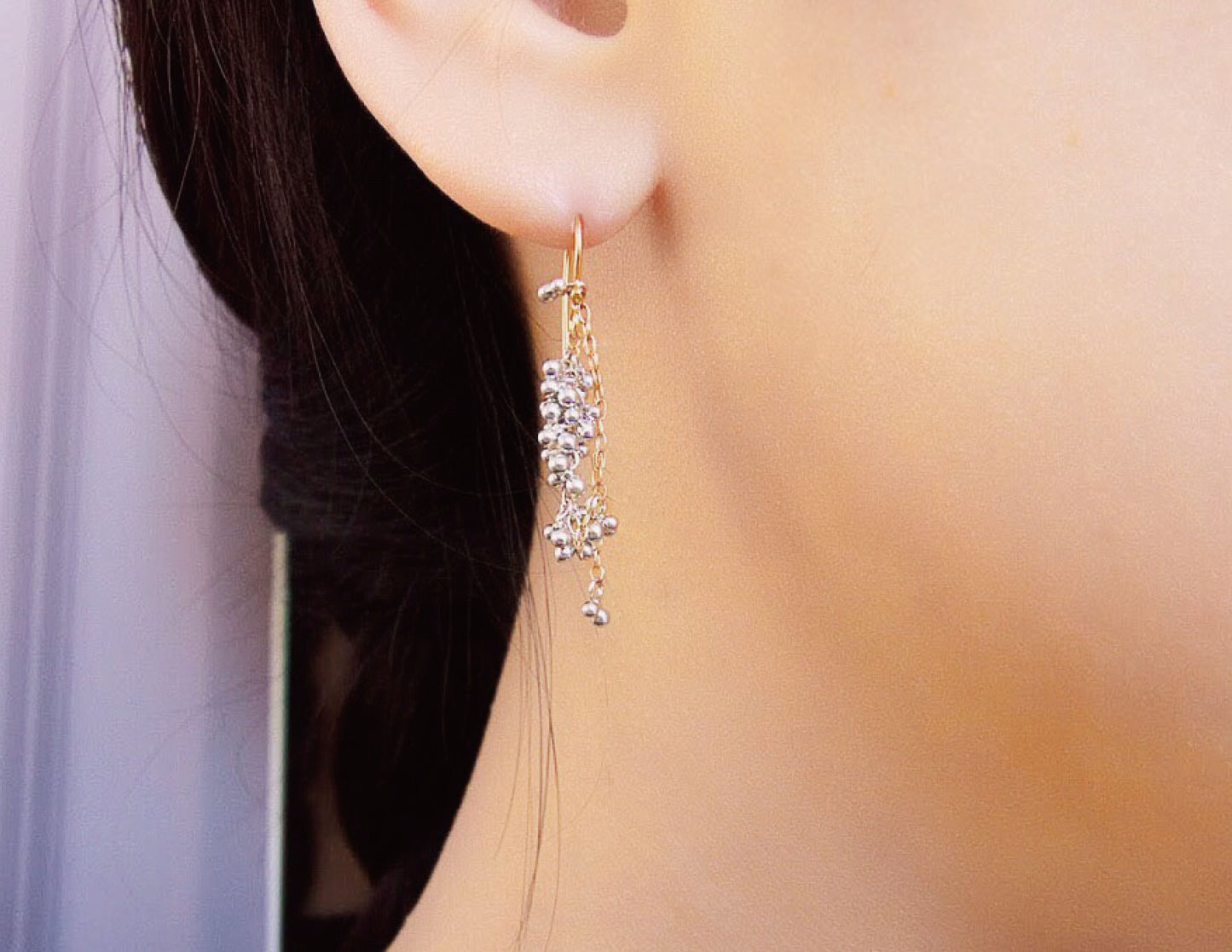 suzunari fusa pierced earring /K18,Pure Silver (両耳)
