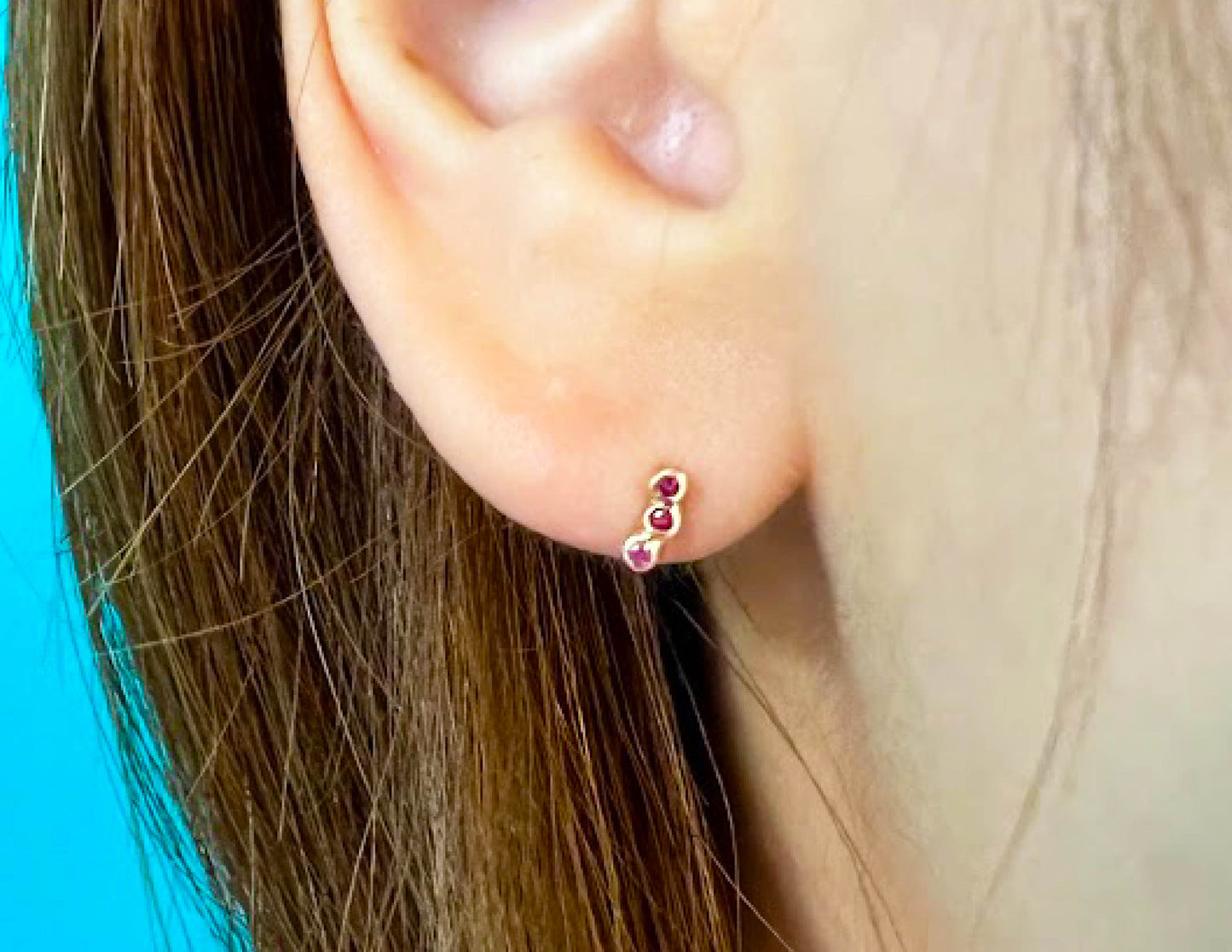 tsubutsubu ruby earring / K18,Ruby (片耳)