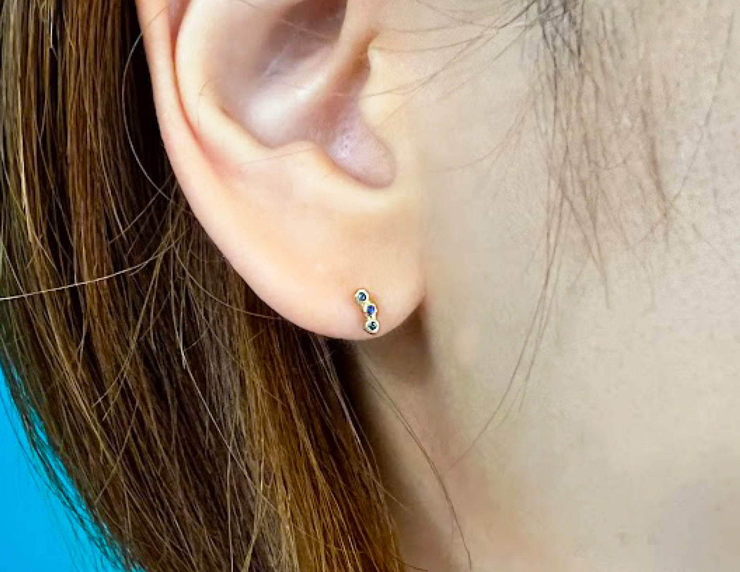 tsubutsubu sapphire pierced earring / K18,Sapphire (片耳)