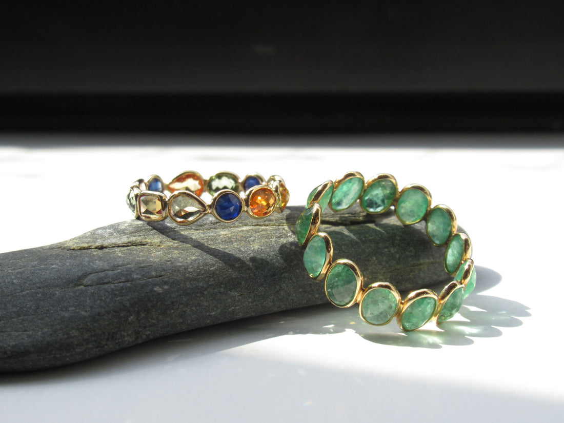full eternity ring sapphire & emerald