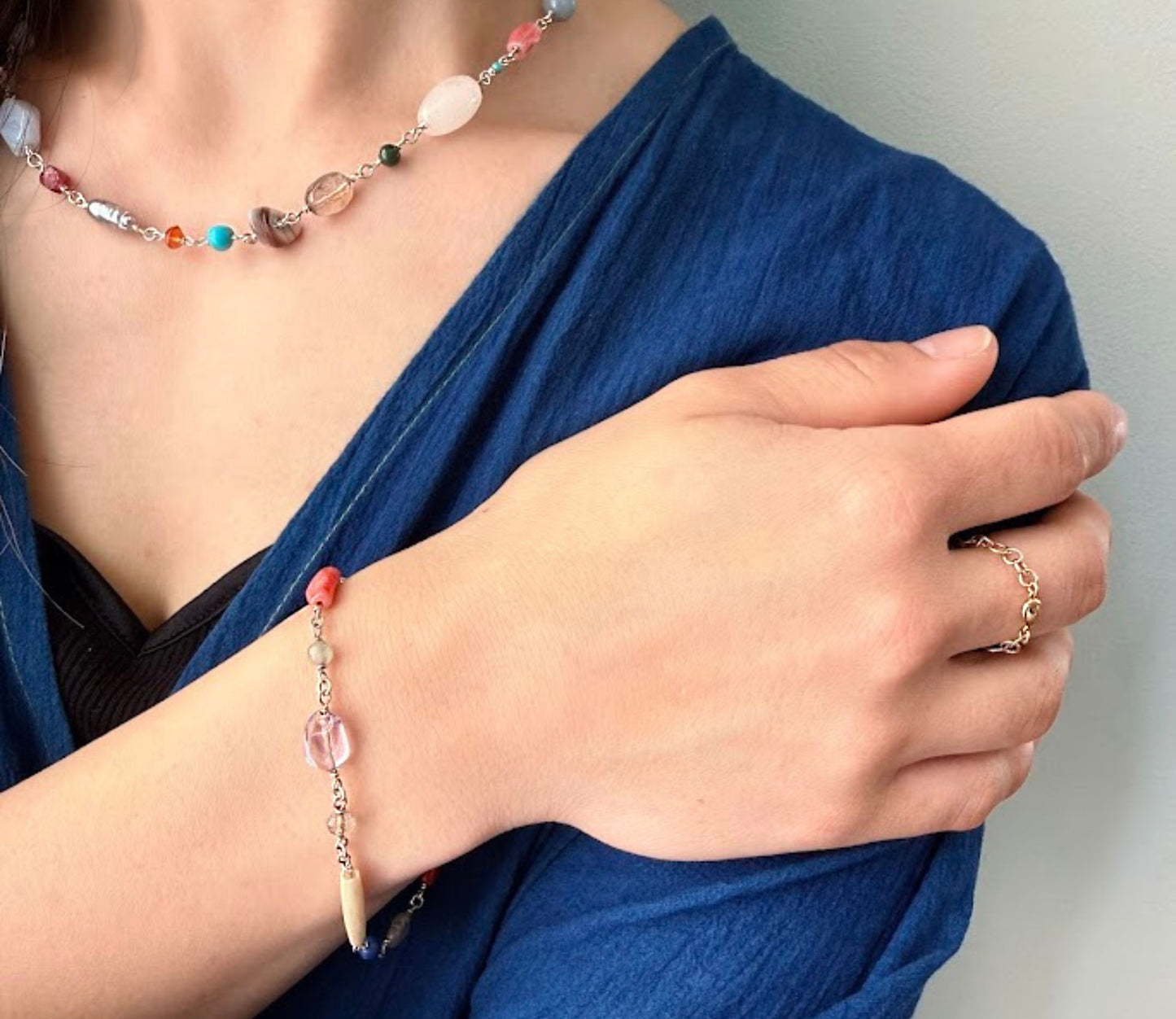 multi stone bracelet / Silver