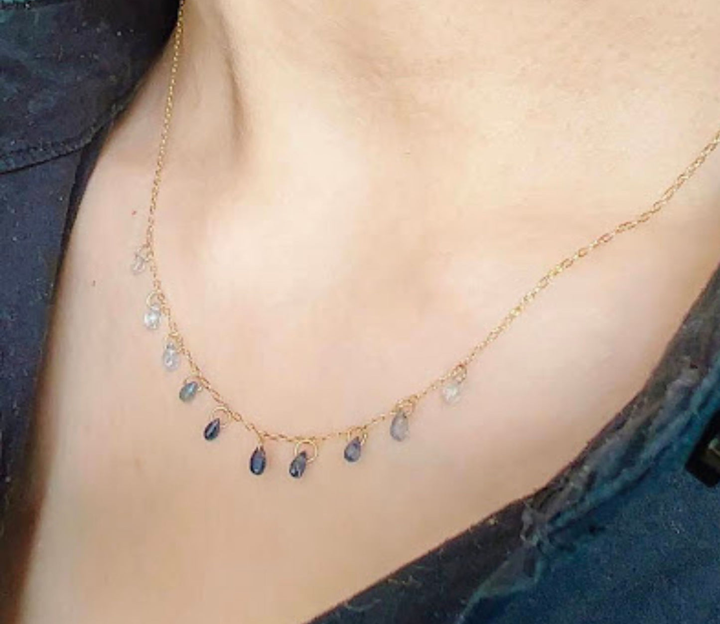 multi color sapphire10P necklace (40cm)