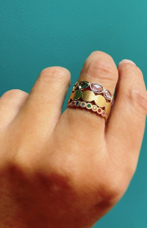 sapphire × circle half eternity ring (13号) / K18